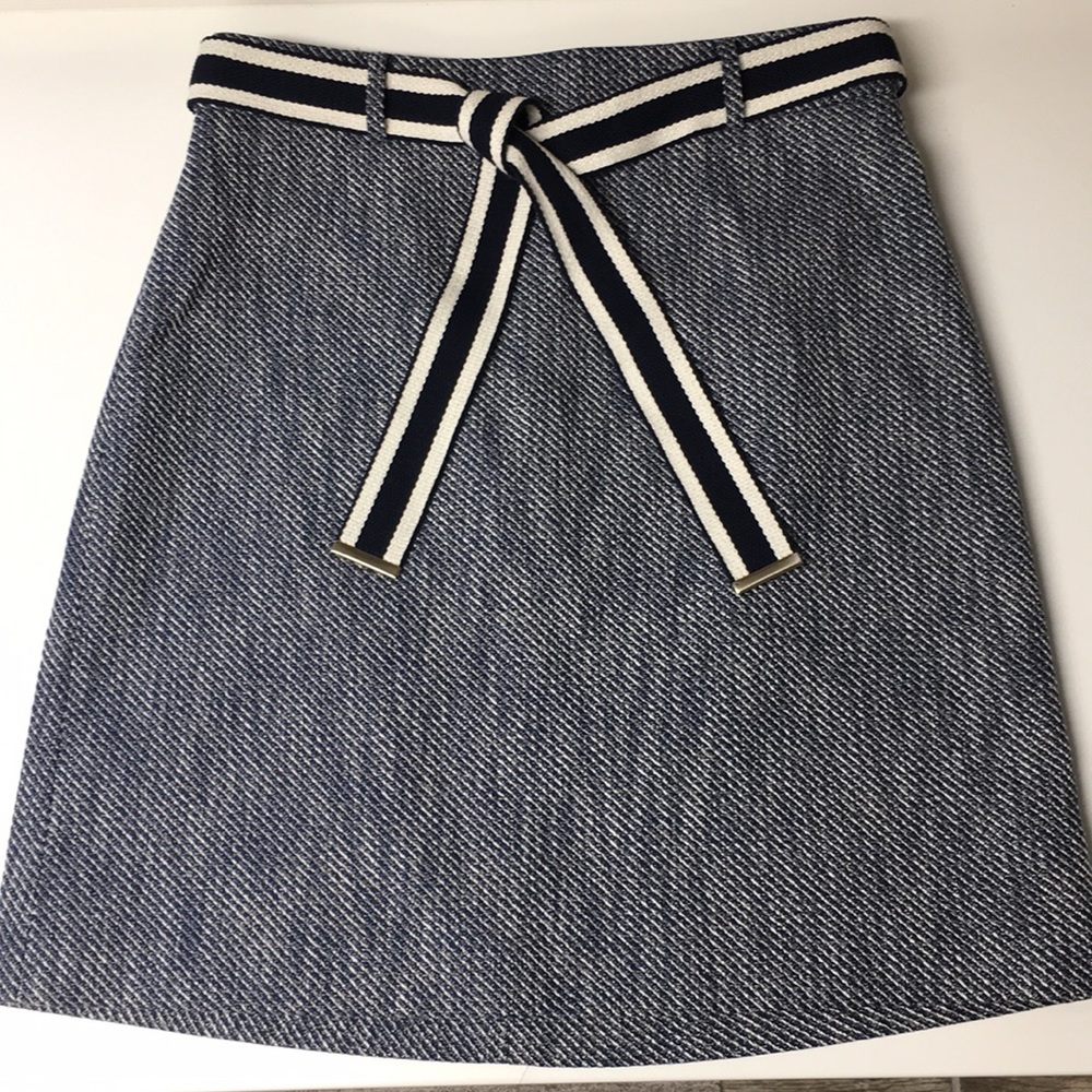 Ann Taylor Cross Weave Skirt with Canvas Belt